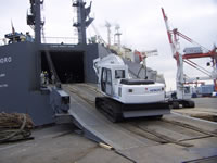 Loading a vehicle onto a PCTC